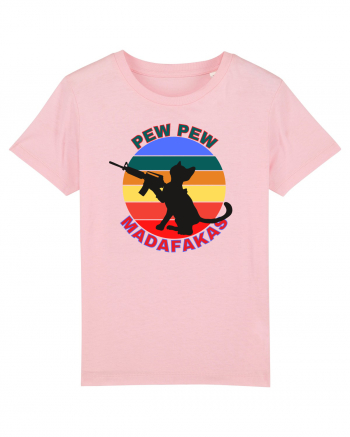 Funny Cat With Guns Cotton Pink