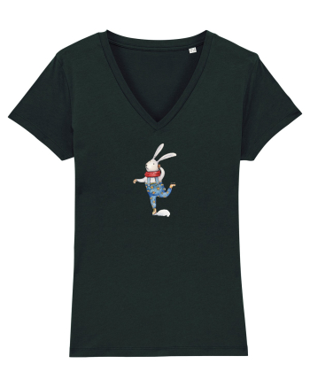 Ice Skating Bunny Black