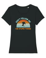 On Winter Don't Follow Me, I Do Stupid Things  Tricou mânecă scurtă guler larg fitted Damă Expresser