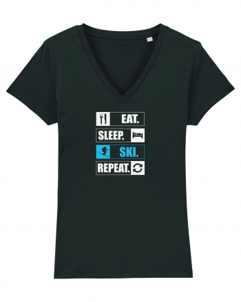 Eat Sleep Ski Repeat Black