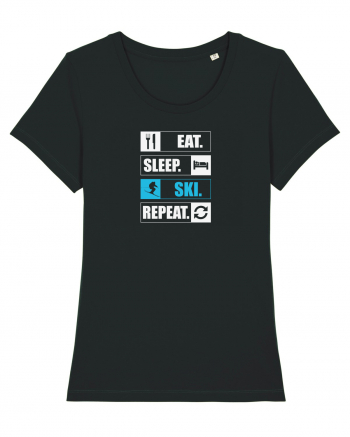 Eat Sleep Ski Repeat Black