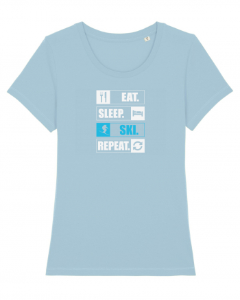 Eat Sleep Ski Repeat Sky Blue