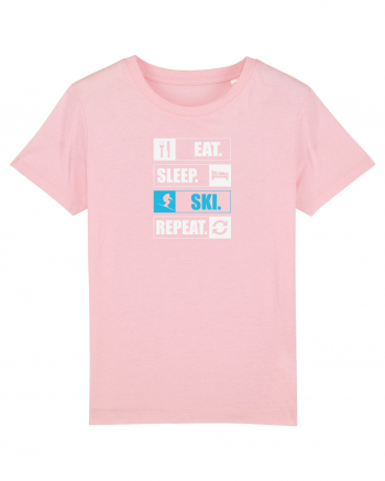 Eat Sleep Ski Repeat Cotton Pink