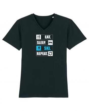 Eat Sleep Ski Repeat Black