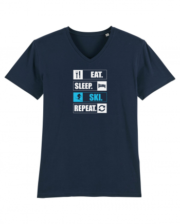 Eat Sleep Ski Repeat French Navy