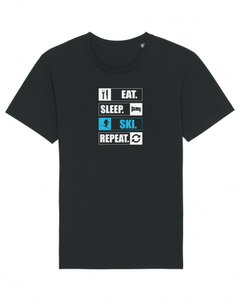 Eat Sleep Ski Repeat Black