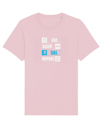 Eat Sleep Ski Repeat Cotton Pink