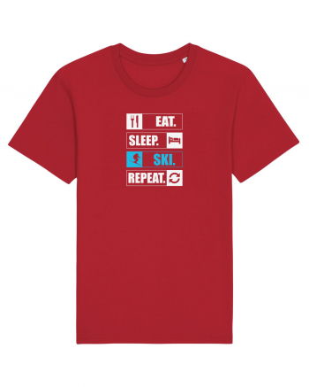 Eat Sleep Ski Repeat Red