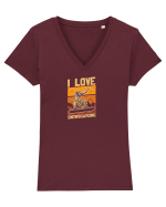 I Love Snowboarding Tricou mânecă scurtă guler V Damă Evoker