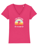 I Ski Like A Girl, Try To Keep Up Tricou mânecă scurtă guler V Damă Evoker