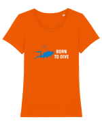 DIVE Tricou mânecă scurtă guler larg fitted Damă Expresser