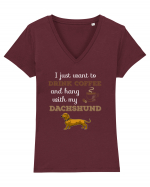 DACHSHUND Tricou mânecă scurtă guler V Damă Evoker