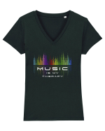 Music is my therapy Tricou mânecă scurtă guler V Damă Evoker