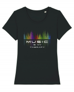 Music is my therapy Tricou mânecă scurtă guler larg fitted Damă Expresser