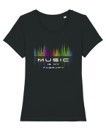 Music is my therapy Tricou mânecă scurtă guler larg fitted Damă Expresser
