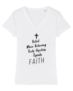 FAITH Tricou mânecă scurtă guler V Damă Evoker