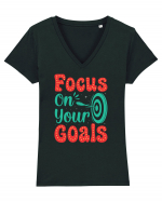 Focus On Your Goals Tricou mânecă scurtă guler V Damă Evoker