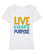 Live Your Purpose Tricou mânecă scurtă guler larg fitted Damă Expresser