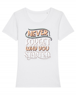 Never Forget Why You Started Tricou mânecă scurtă guler larg fitted Damă Expresser