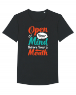 Open Your Mind Before Your Mouth Tricou mânecă scurtă guler larg Bărbat Skater