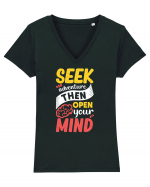 Seek Adventure Then Open Your Mind Tricou mânecă scurtă guler V Damă Evoker