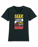 Seek Adventure Then Open Your Mind Tricou mânecă scurtă guler V Bărbat Presenter