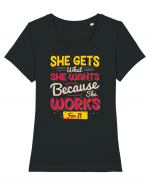 She Gets What She Wants Tricou mânecă scurtă guler larg fitted Damă Expresser