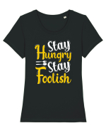 Stay Hungry Stay Foolish Tricou mânecă scurtă guler larg fitted Damă Expresser