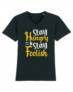 Stay Hungry Stay Foolish Tricou mânecă scurtă guler V Bărbat Presenter