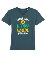 You Can Be Happy Where You Are Tricou mânecă scurtă guler V Bărbat Presenter