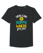 You Can Be Happy Where You Are Tricou mânecă scurtă guler larg Bărbat Skater