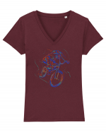 Bicicleta in culori Tricou mânecă scurtă guler V Damă Evoker