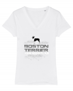 BOSTON TERRIER Tricou mânecă scurtă guler V Damă Evoker