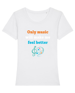 MUSIC Tricou mânecă scurtă guler larg fitted Damă Expresser
