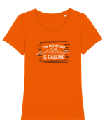 The Mountain Is Calling Tricou mânecă scurtă guler larg fitted Damă Expresser