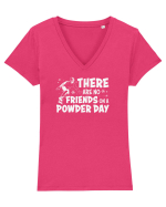 There Are No Friends On A Powder Day Tricou mânecă scurtă guler V Damă Evoker