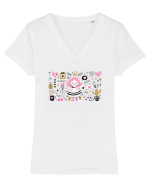 Amour Tricou mânecă scurtă guler V Damă Evoker