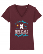 SURFBOARD Tricou mânecă scurtă guler V Damă Evoker