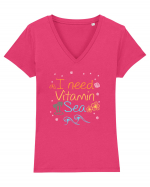 VITAMIN SEA Tricou mânecă scurtă guler V Damă Evoker