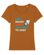 BRUSH TEETH Tricou mânecă scurtă guler larg fitted Damă Expresser