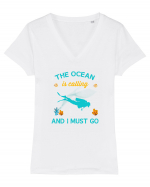 OCEAN Tricou mânecă scurtă guler V Damă Evoker