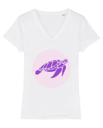 Purple Turtle Tricou mânecă scurtă guler V Damă Evoker