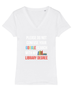 LIBRARY DEGREE Tricou mânecă scurtă guler V Damă Evoker