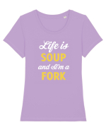 LIFE IS A SOUP Tricou mânecă scurtă guler larg fitted Damă Expresser