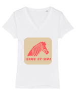 Zebra Line It Up Tricou mânecă scurtă guler V Damă Evoker