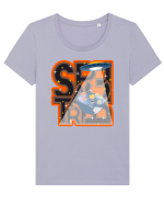 Space trip Tricou mânecă scurtă guler larg fitted Damă Expresser