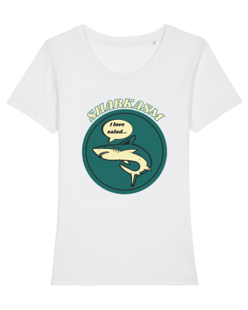 Sharkasm Funny Shark Pun White