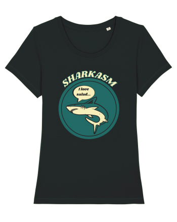 Sharkasm Funny Shark Pun Black