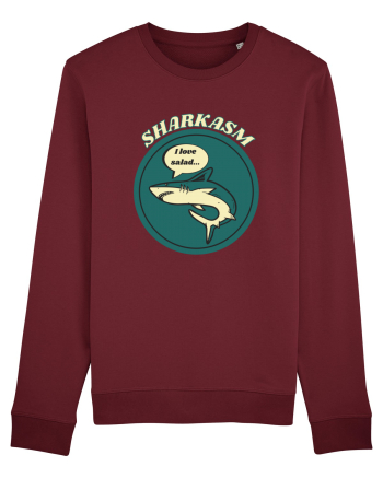 Sharkasm Funny Shark Pun Burgundy