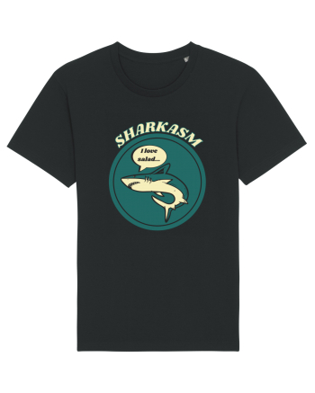 Sharkasm Funny Shark Pun Black